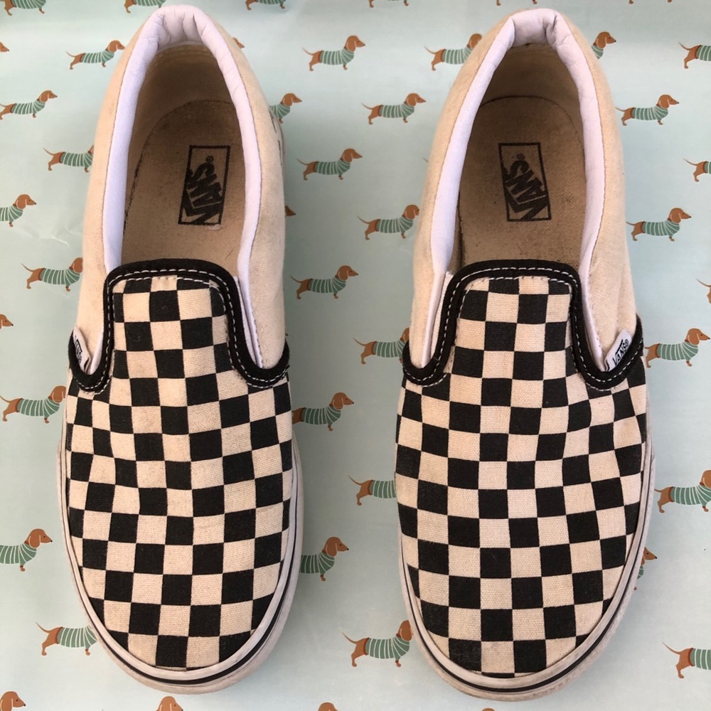 Checkerboard vans slip ons size 3